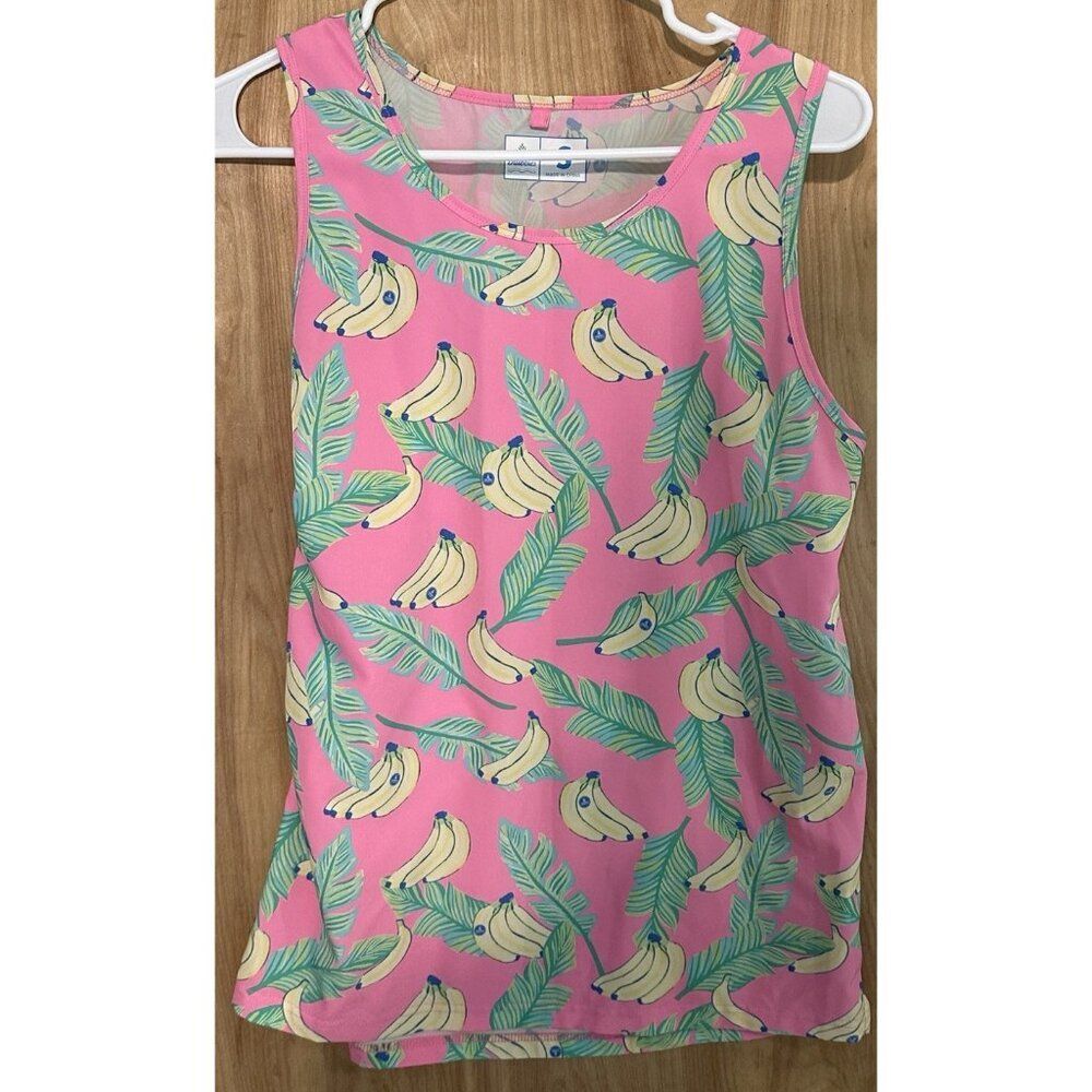 Chubbies Tank Top Mens Small Stretch Banana Tropical Pink A Peelin Hawaian